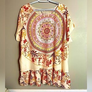 NWT Umgee flowy bright mosaic pattern top women’s size small